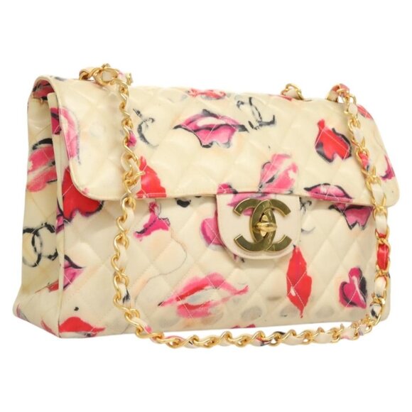 CHANEL Matelasse Chain Shoulder Bag Vinyl Coating White Gold CC Auth 1 - Picture 1 of 15